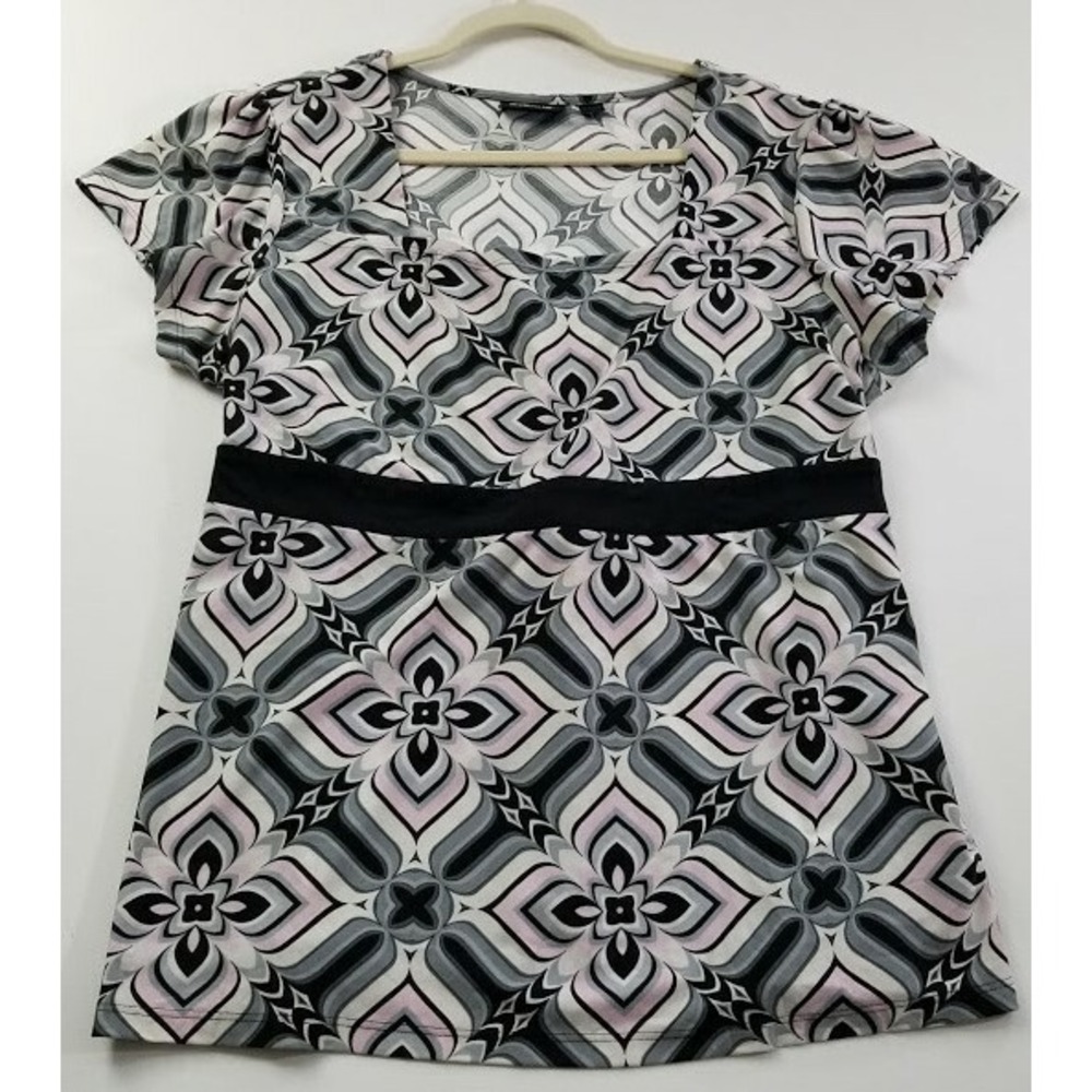Avenue Blouse Women's 18 20 Multicolor Floral Short Sleeves Stretch Jersey Top